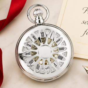 Chrome Plated 17 Jewel Mechanical Full Hunter Pocket Watch