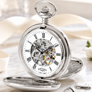 Heritage Chrome Half Double Hunter Mechanical Pocket Watch