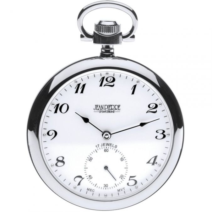Open Face Chrome Mechanical Pocket Watch