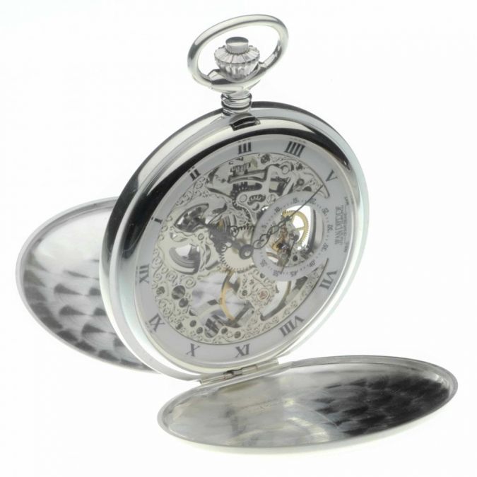 17 Jewel Sterling Silver Double Hunter Mechanical Pocket Watch