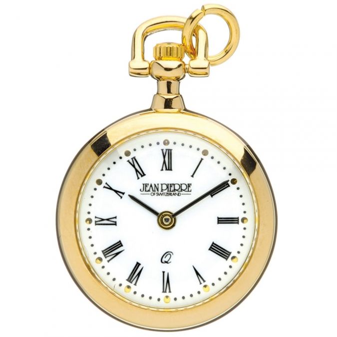 Womens Gold Plated Open Face Quartz Pendant Watch