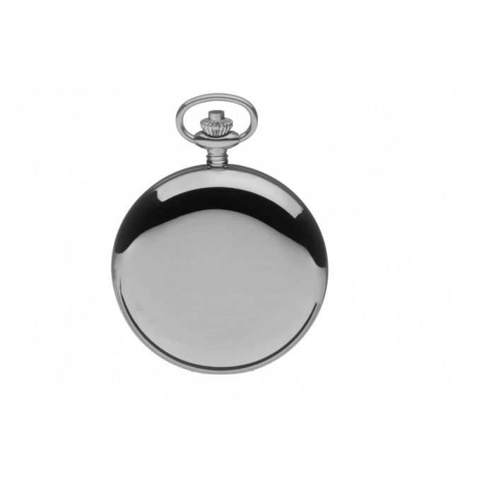 Chrome Plated Full Hunter Quartz Pocket Watch with Arabic Numerals
