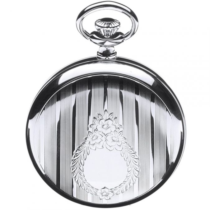Full Hunter Chrome Plated Quartz Pocket Watch