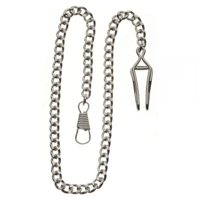 Chrome Plated Quartz Open Face Pocket Watch