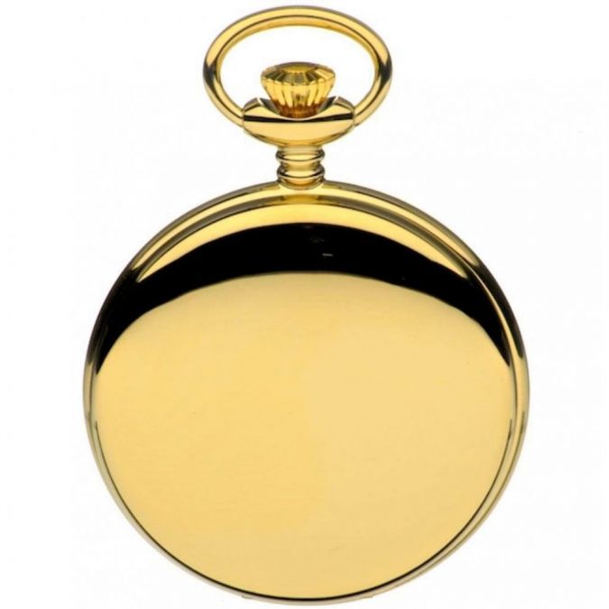 Polished Gold Plated Quartz Full Hunter Pocket Watch
