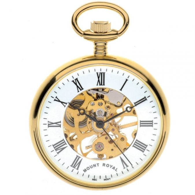 Gold Plated Open Face Mechanical Pocket Watch