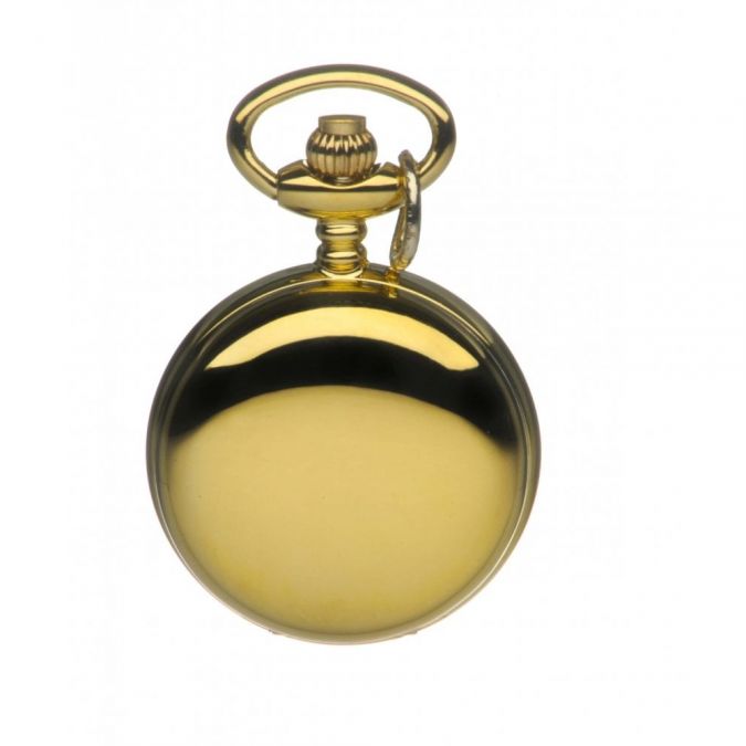 Gold Plated Full Hunter Quartz Pendant Necklace Watch