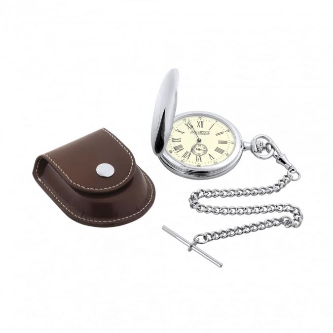 Gents Classic Style Pocket Watch And Leather Case