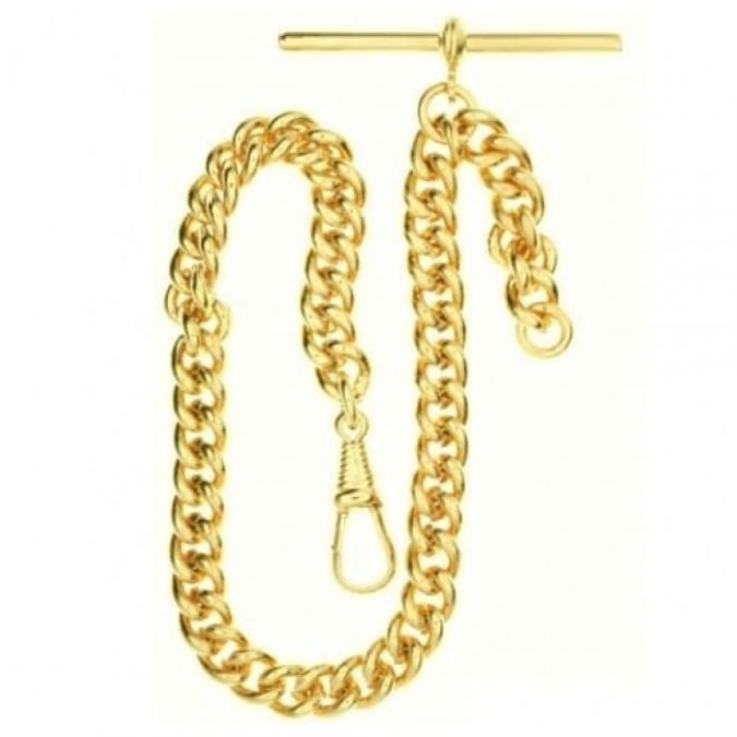 Greenwich Rolled Gold 9.25 Inch Single Albert Pocket Watch Chain ALB005 ...