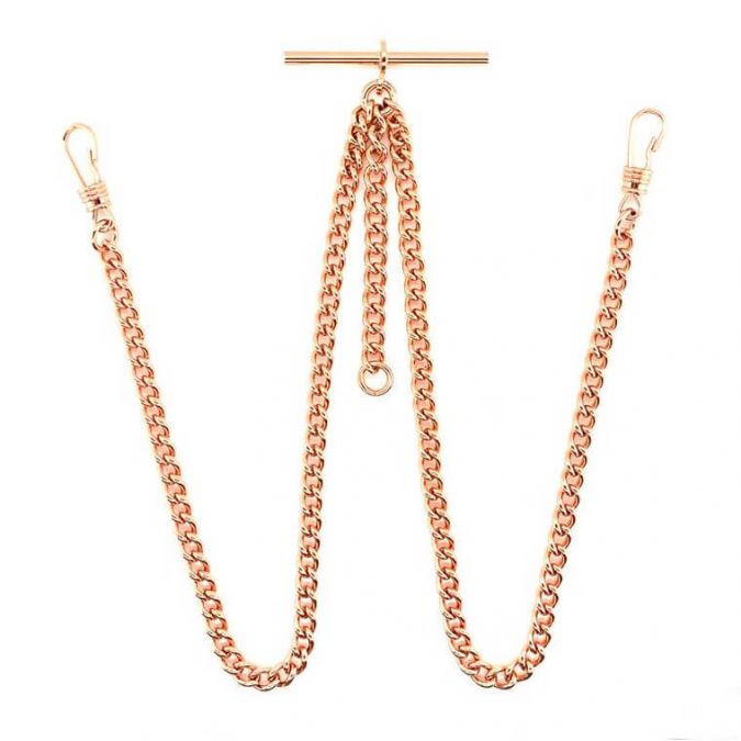 9ct rose gold deals double albert chain