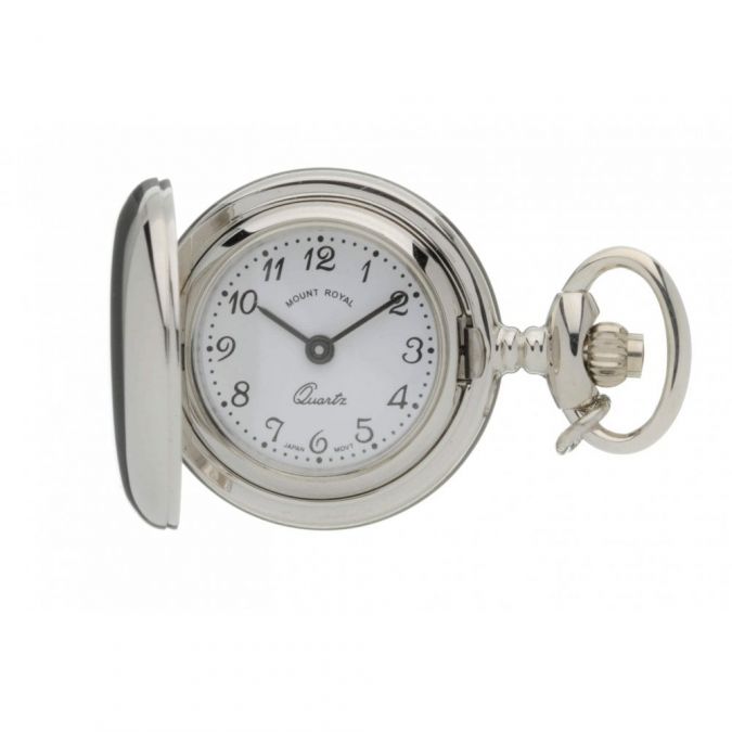 Silver Plated Full Hunter Quartz Pendant Necklace Watch