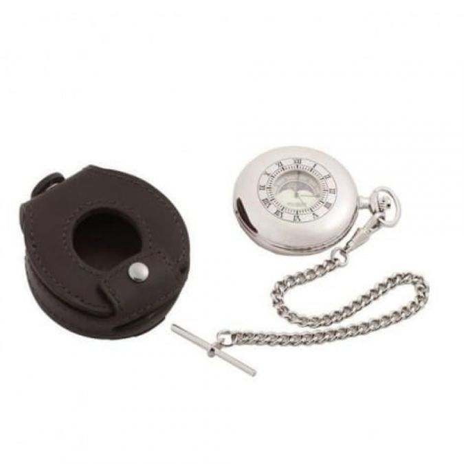 Moon Dial Mens Pocket Watch With Pouch