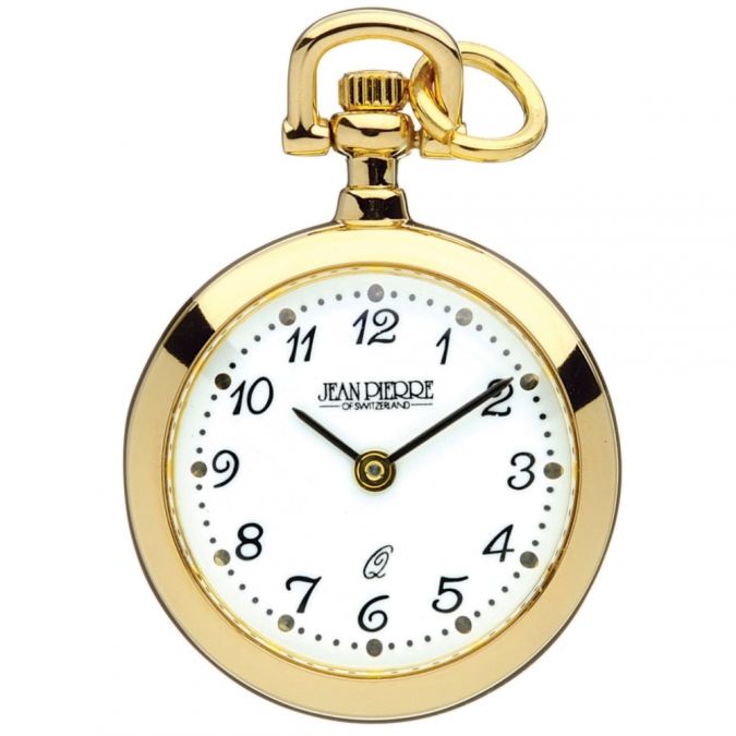 Gold Plated Open Face Quartz Pendant Watch