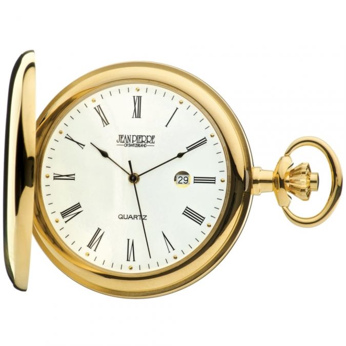 Quartz Gold Plated Full Hunter Pocket Watch