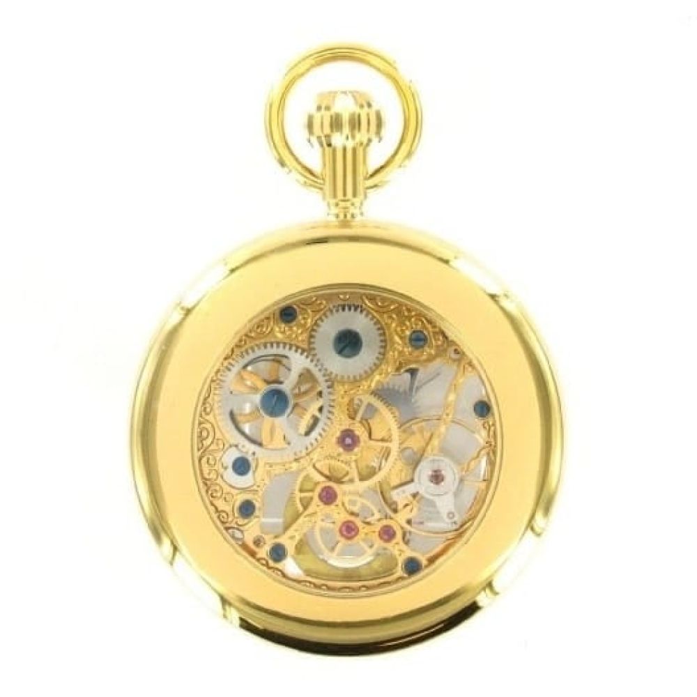 Woodford Gold Plated 17 Jewel Mechanical Open Face/Back Pocket Watch